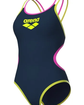 Costum inot dama  One Double Cross, Galben/Bleumarin