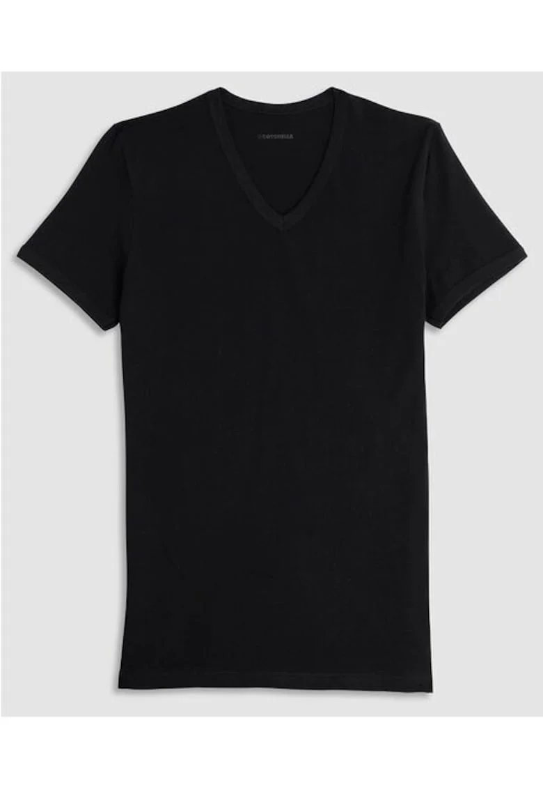 Tricou bumbac barbati cu decolteu in V  GU033 0001, Negru
