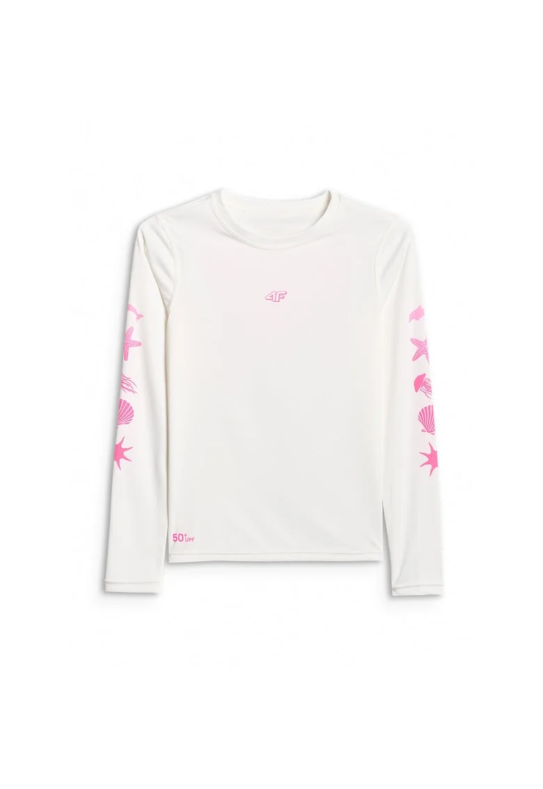 Bluza cu maneca lunga de inot cu imprimeu pentru fete - alb 134/140 (8-10 ani)