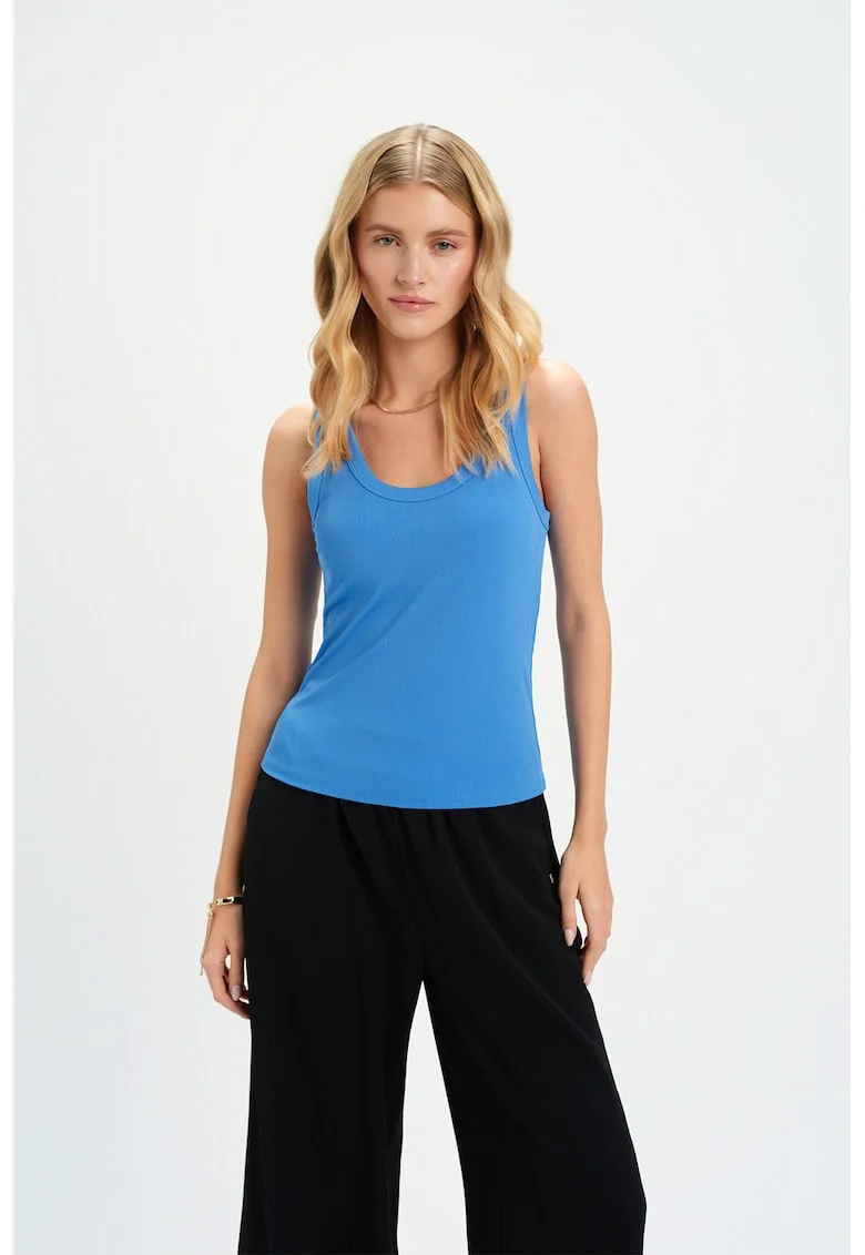 Top slim-fit, Albastru cobalt