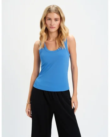Top slim-fit, Albastru cobalt