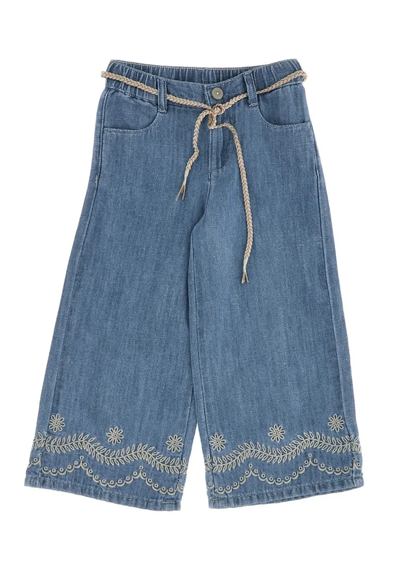 Pantaloni cullote din amestec de in, Albastru oceanic
