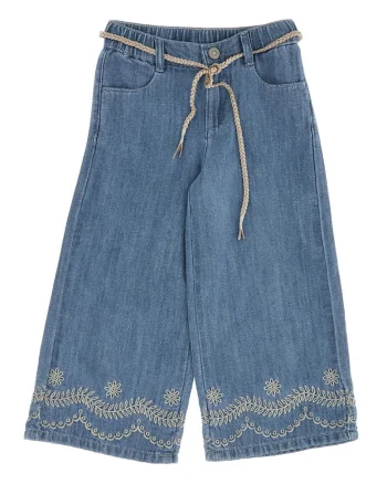 Pantaloni cullote din amestec de in, Albastru oceanic