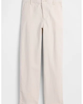 Pantaloni din amestec de in cu segment elastic transparent, Bej deschis