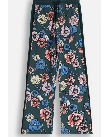 Pantaloni cu imprimeu floral si buzunare oblice,
