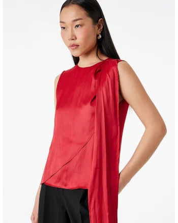 Top de satin cu model petrecut, Rosu