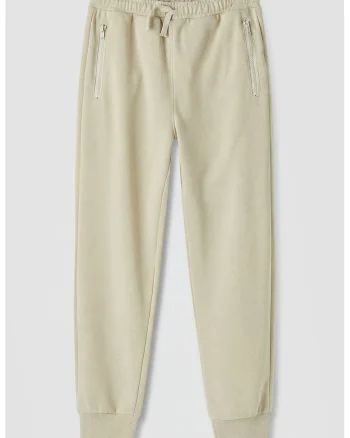 Pantaloni de trening regular fit cu buzunare cu fermoar, Bej deschis
