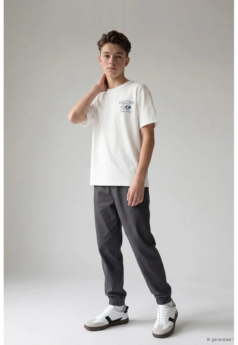 Pantaloni lejeri de trening cu buzunacer cu fermoar, Negru