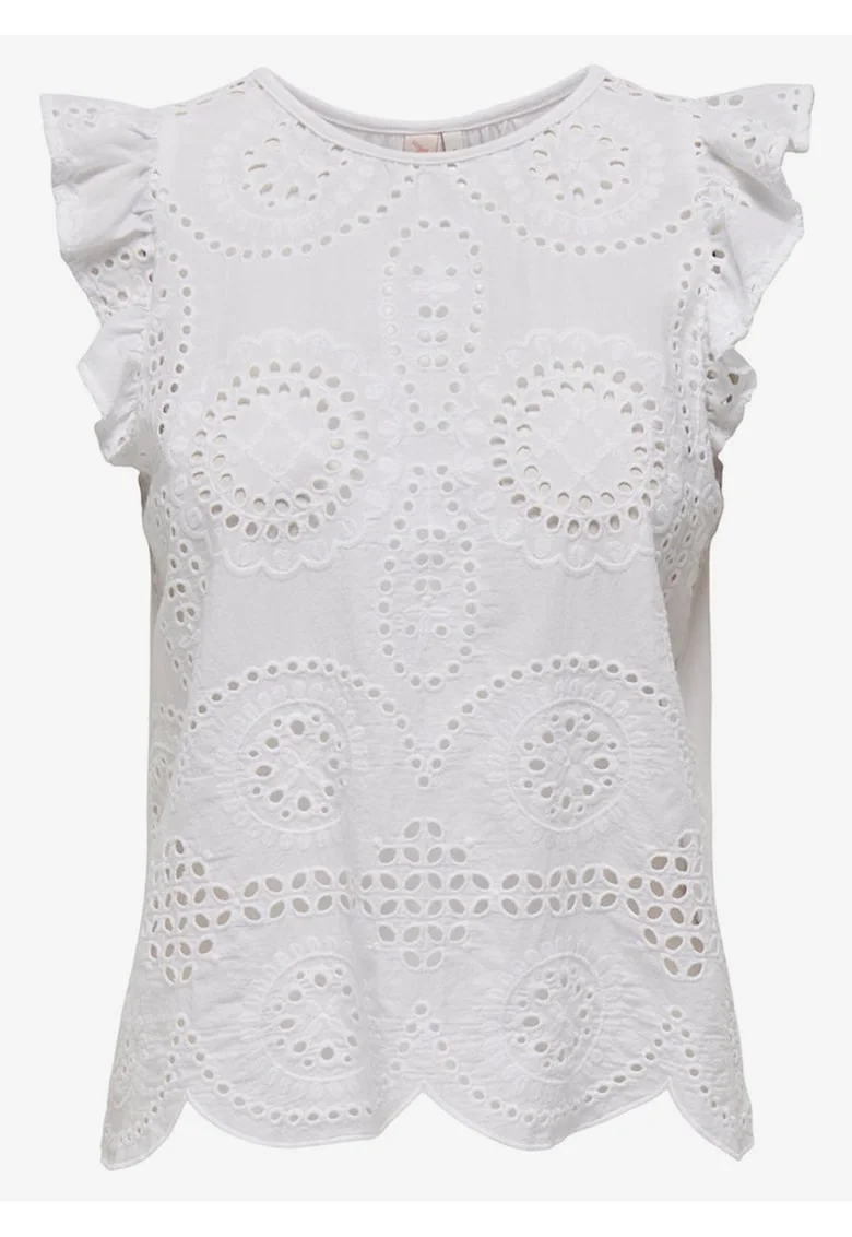 Top din bumbac organic cu broderie Sangallo Marga,