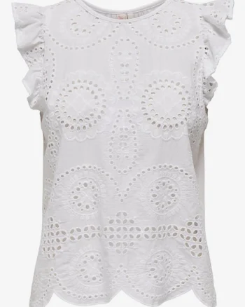 Top din bumbac organic cu broderie Sangallo Marga,