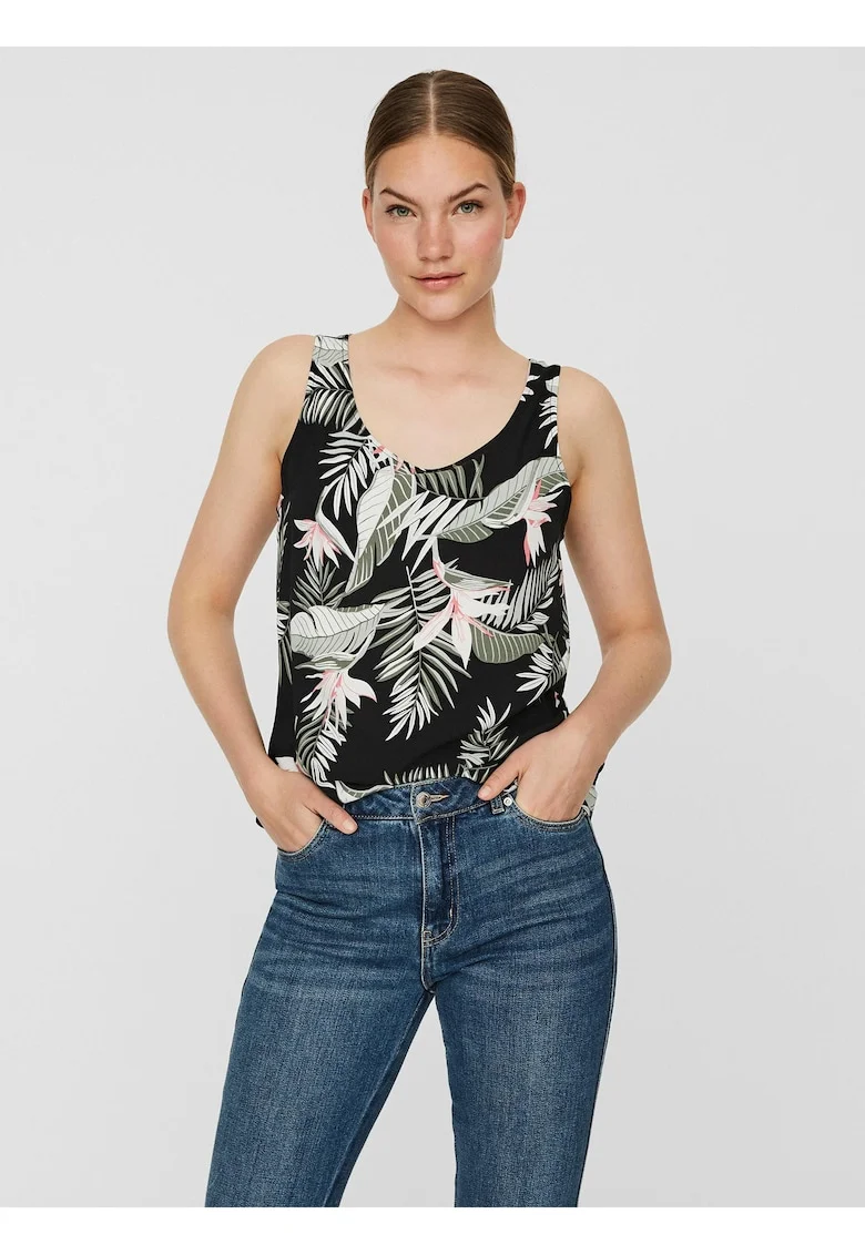 Top cu decolteu rotunjit si model Easy,