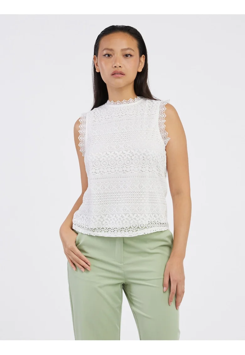 Top alb cu dantela Evie