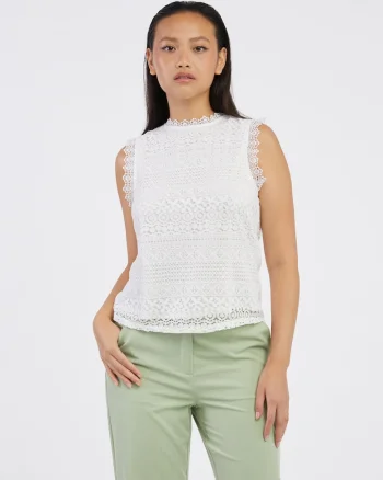 Top alb cu dantela Evie