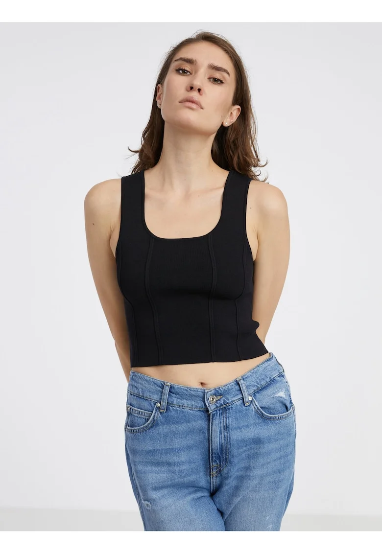 Top crop cu decolteu rotund Haisley