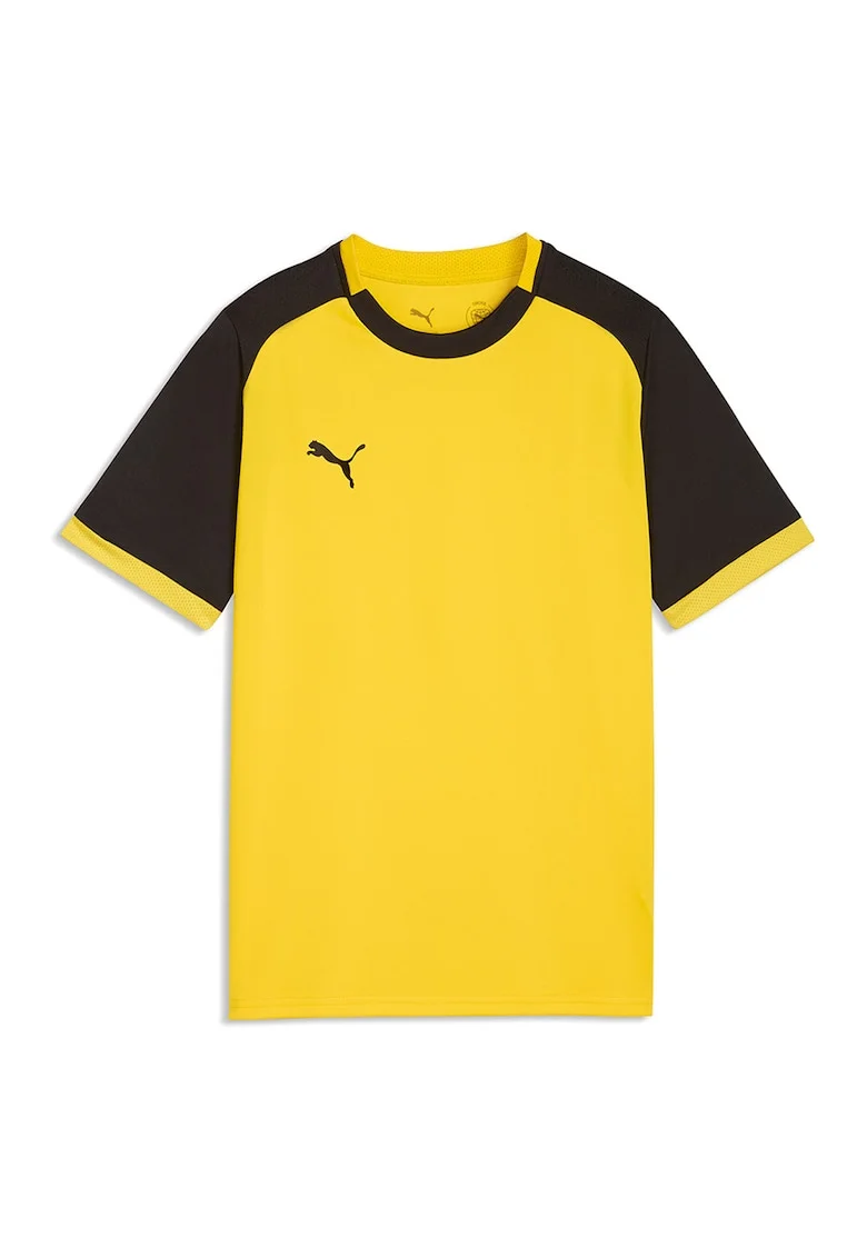 Tricou cu design colorblock, pentru fotbal, Negru/Galben sofran