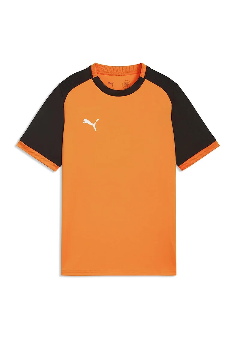 Tricou cu design colorblock, pentru fotbal, Negru/Portocaliu
