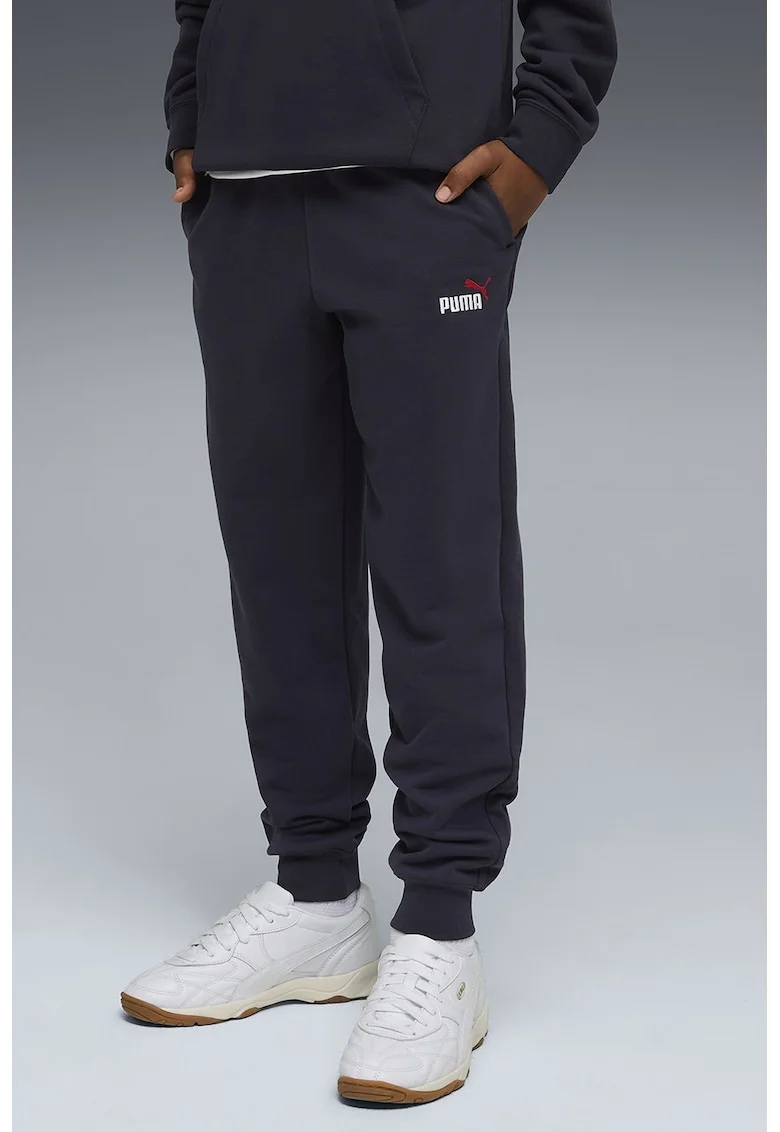 Pantaloni de trening cu talie elastica si logo brodat, Rosu/Albastru ultramarin
