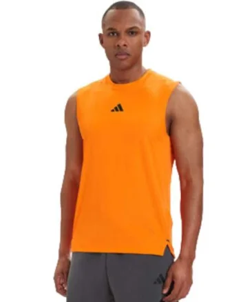 Tricou sportiv,  portocaliu, slim fit, material reciclat