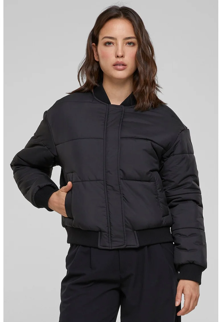 Jacheta bomber cu buzunare laterale, Negru