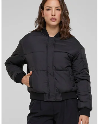 Jacheta bomber cu buzunare laterale, Negru