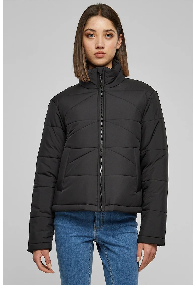 Jacheta regular-fit cu fermoar, Negru