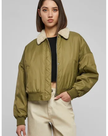 Jacheta regular-fit cu fermoar, Verde masliniu