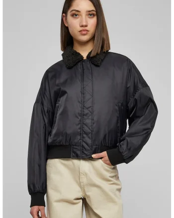 Jacheta regular-fit cu fermoar, Negru