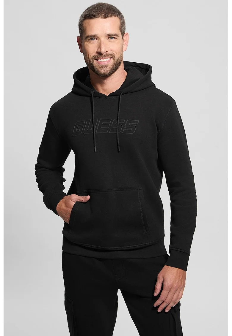 Hanorac cu buzunar kangaroo, pentru fitness, Negru