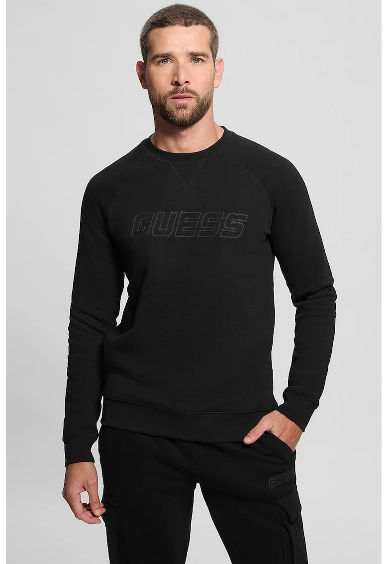 Bluza de trening cu decolteu la baza gatului, Negru