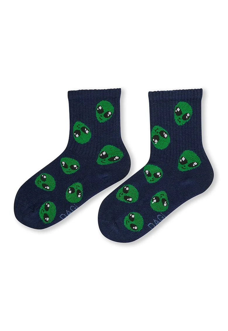 Sosete din amestec de bumbac cu imprimeu, Verde/Bleumarin