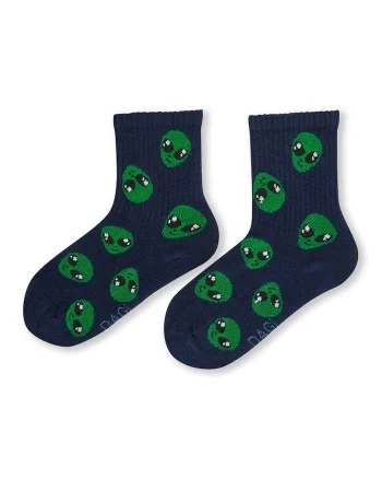 Sosete din amestec de bumbac cu imprimeu, Verde/Bleumarin