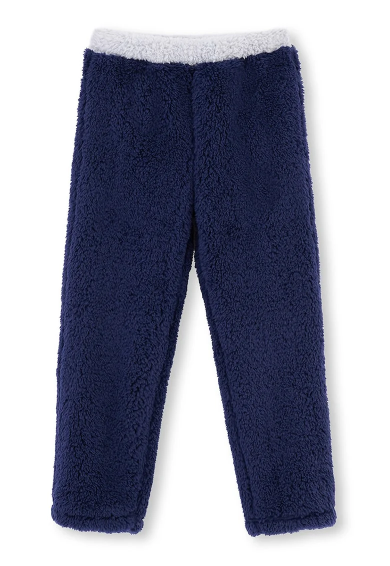 Pantaloni cu aspect pufos, Alb/Bleumarin