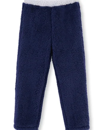 Pantaloni cu aspect pufos, Alb/Bleumarin