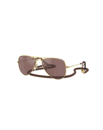 Ochelari de soare aviator cu lentile polarizate si rama metalica, Auriu/Maro