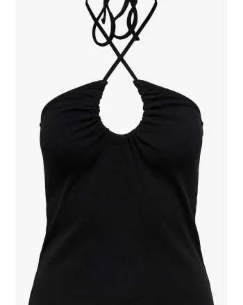 Top cu decolteu halter,