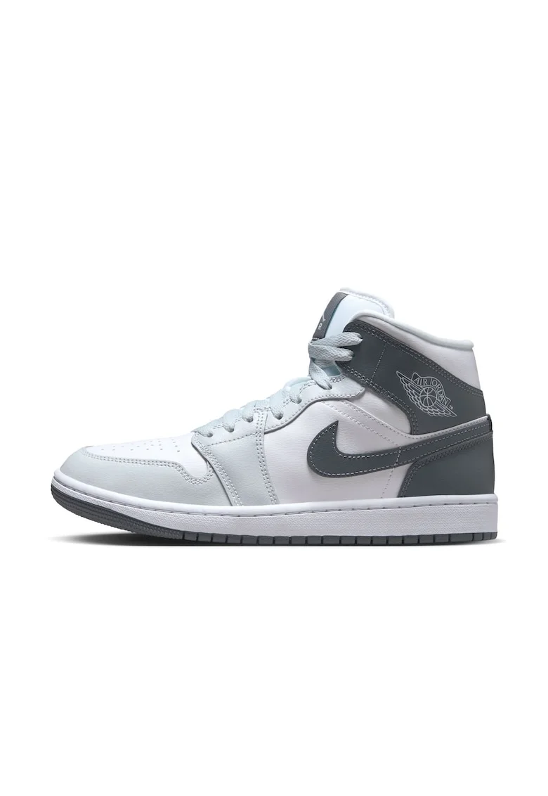 Pantofi sport  Air Jordan 1 Mid, piele alb, Alb