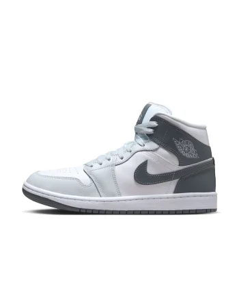 Pantofi sport  Air Jordan 1 Mid, piele alb, Alb