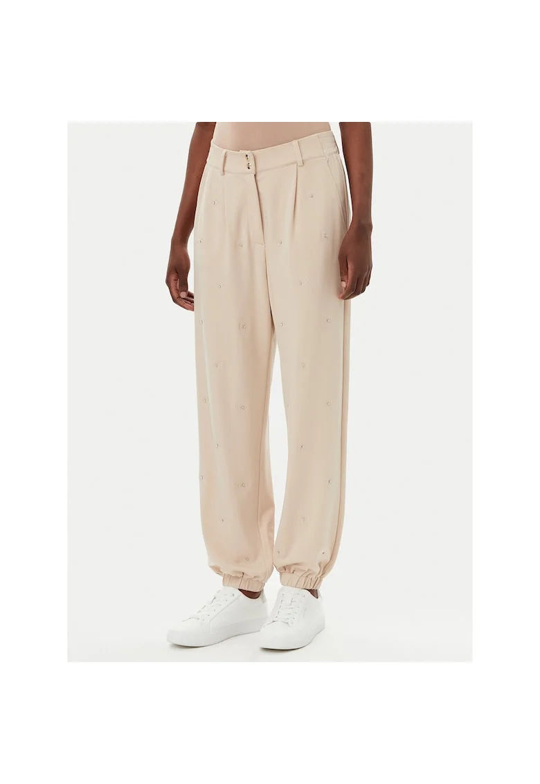 Pantaloni sport dama,  bumbac, bej, 95% bumbac, 5% elastan