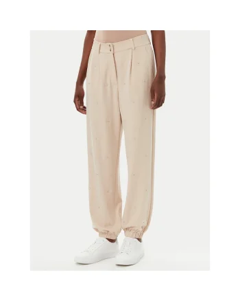 Pantaloni sport dama,  bumbac, bej, 95% bumbac, 5% elastan