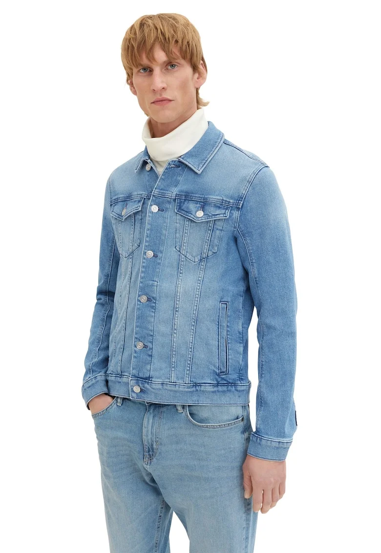 Jacheta din denim regular fit cu nasturi