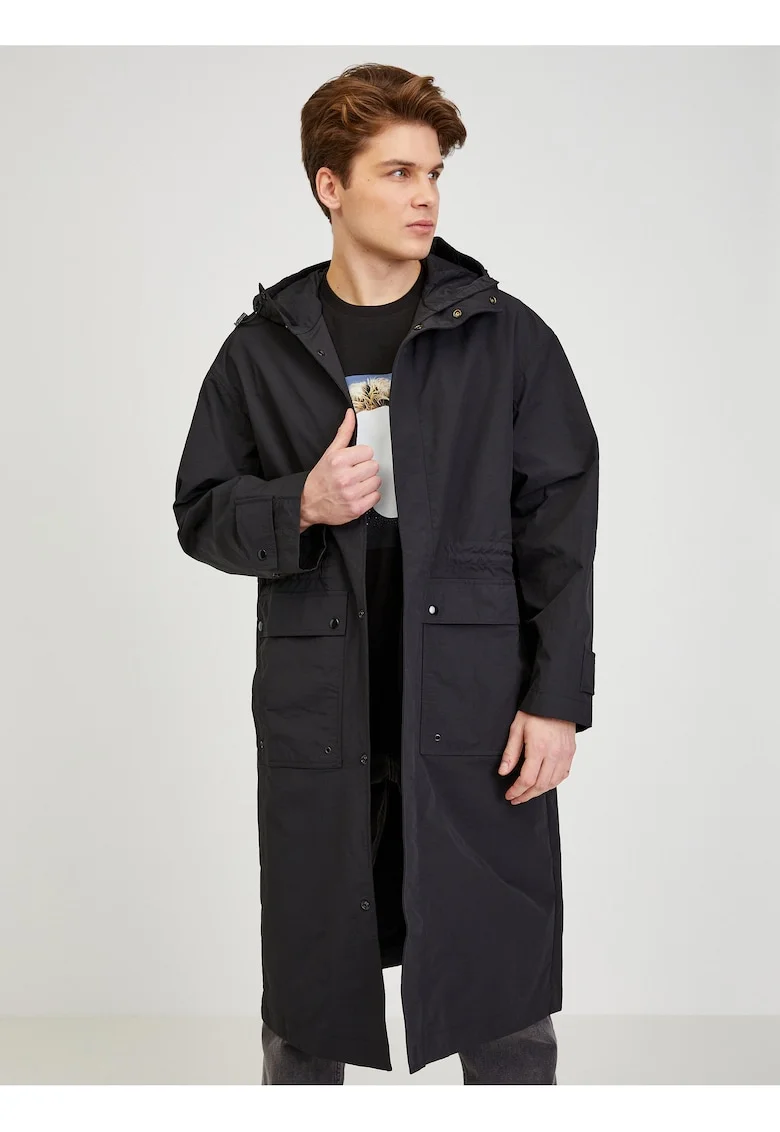 Geaca lunga regular fit cu gluga