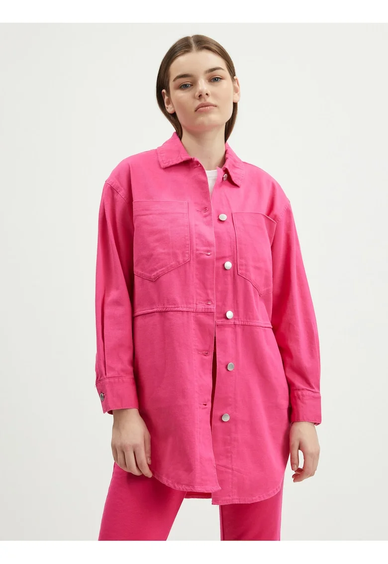 Jacheta camasa din denim cu croiala lejera