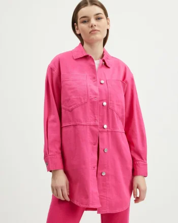 Jacheta camasa din denim cu croiala lejera