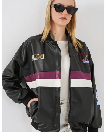 Geaca bomber  din piele ecologica, pentru femei