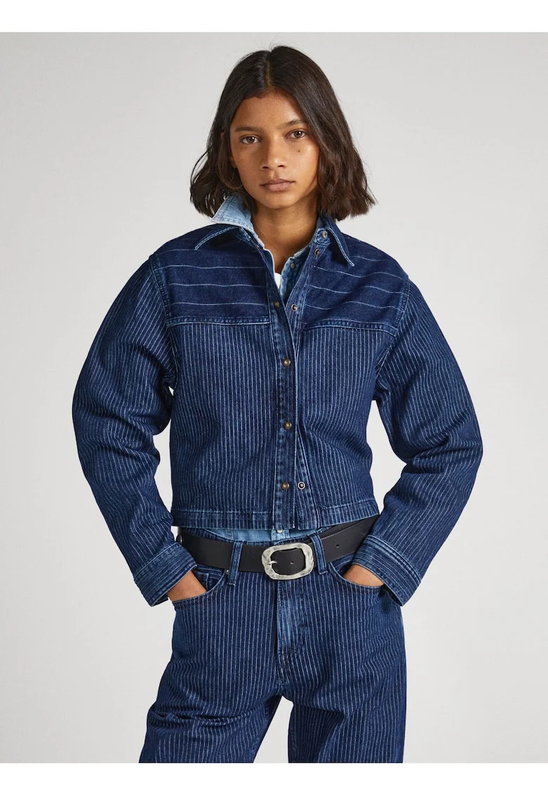 Jacheta din denim supradimensionata crop,