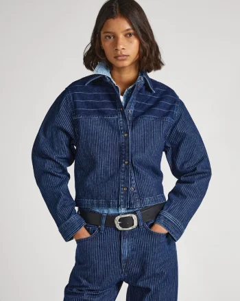 Jacheta din denim supradimensionata crop,