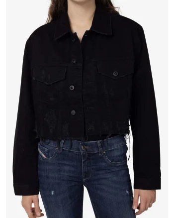 Geaca din denim crop cu nasturi