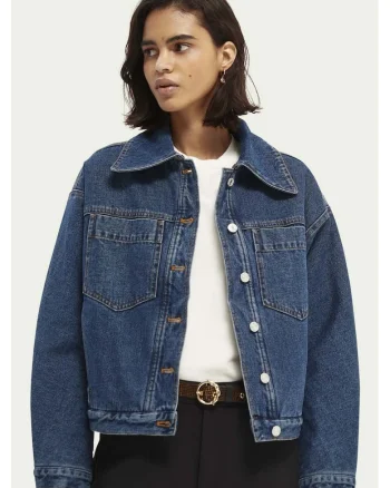 Jacheta din denim cu nasturi,