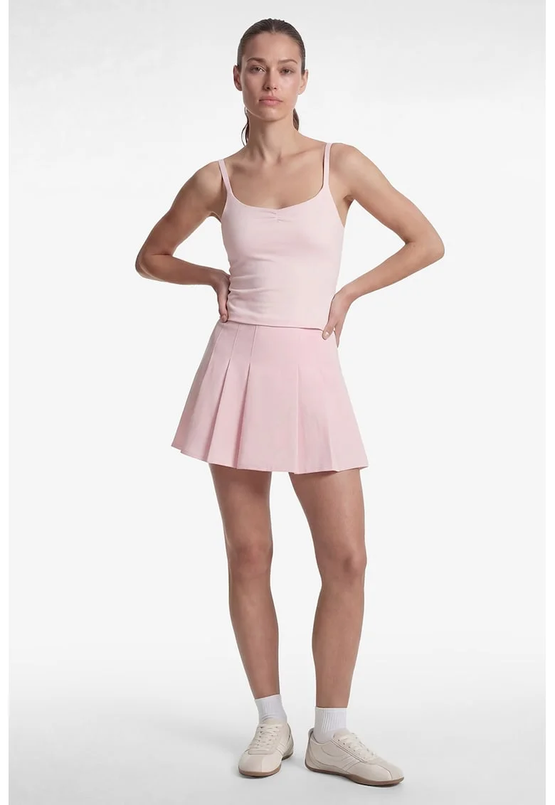 Top slim fit cu detaliu drapat, Roz pal