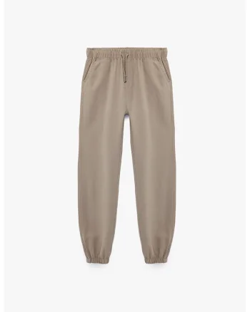 Pantaloni de trening cu croiala conica si terminatii elastice, Bej